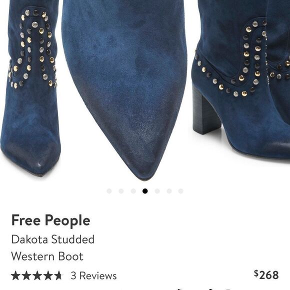 New Free People Dakota Studded western blue boots 38 - Picture 3 of 11